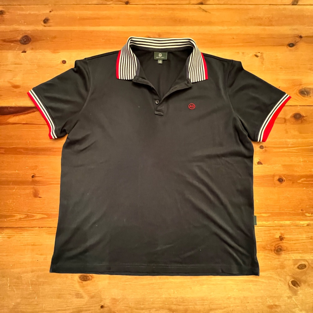 Mens Navy Blue AG Adriano Goldschmied Green Label Polo size Medium